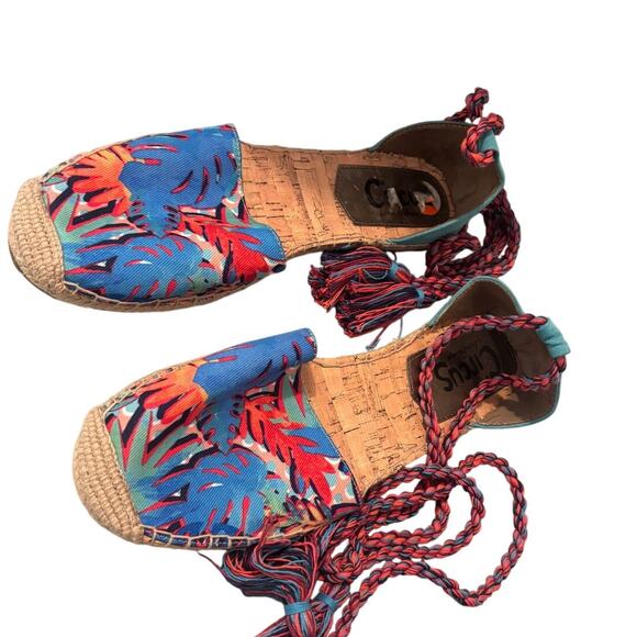 Circus by Sam Edelman size 11M Lenora Espadrille Sandals Ankle Wrap Tropical - Picture 2 of 7